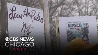 Natural gas customers protest for lower rates outside NIPSCO headquarters