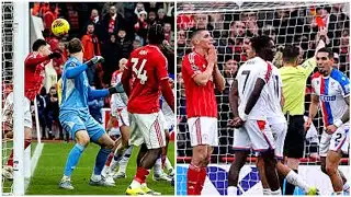 Neco Williams red card for handball on line Nottm Forest vs Crystal Palace