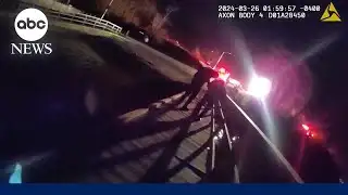 New video from Baltimore bridge collapse shows man pulled to safety