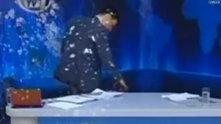 News anchor egged on live TV!