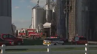 No injuries after grain elevator explosion, fire at New Albany farm