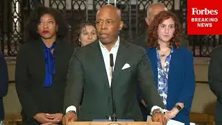 NYC Mayor Eric Adams Discusses Efforts To Address Migrant Crisis At Roosevelt Hotel