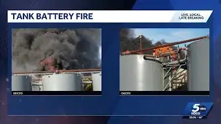 Oklahoma City fire crews responding to tank battery fire