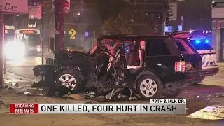 On killed, four hurt in crash