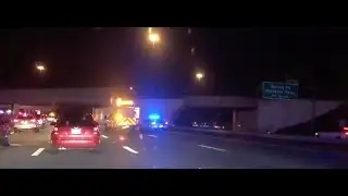 One dead after car catches fire on I-480