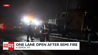 One lane open after semi fire