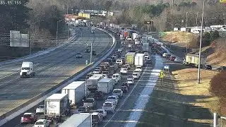 Overturned tractor-trailer shuts down all southbound lanes of I-85 in Cabarrus County