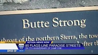 Paradise honors Camp Fire victims with 85 flags on Skyway
