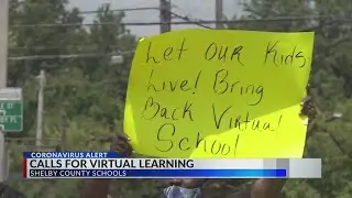 Parents protest for virtual learning option at Shelby County Schools HQ
