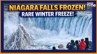 Partially Frozen Niagara Falls Stuns Tourists Amid Harsh Winter Cold