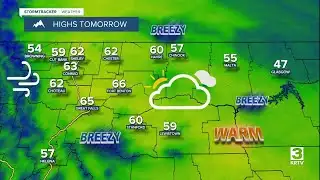 Partly to mostly cloudy, breezy, and warmer on Wednesday