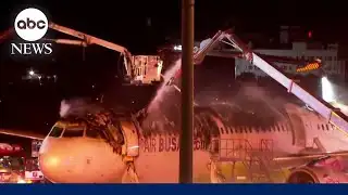 Passengers, crew escape as plane catches fire moments before takeoff