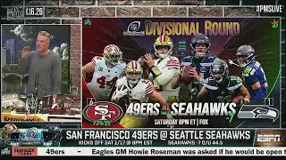 Pat McAfee breaks DIV Round: 49ers over Seahawks, Texans-Patriots, Rams over Bears, Bills-Broncos