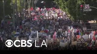 Peaceful protests devolve into clashes with police in downtown LA