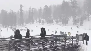 People visiting Mt. Charleston holiday season for snow, sledding