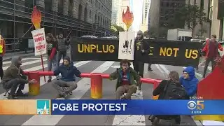 PG&E Protesters Block Off Beale Street During Morning Commute