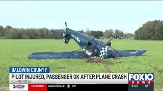 Pilot injured after small plane flips over in Baldwin County, authorities say