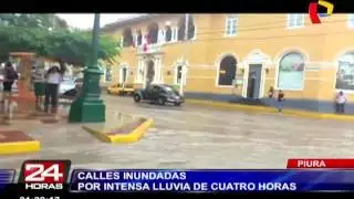 Piura: calles terminan inundadas tras intensa lluvia de cuatro horas