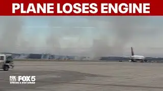 Plane loses engine after Dulles takeoff, causing brush fire