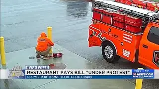 Plumber returns to re-clog pipe after restaurant refuses to pay bill