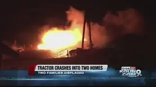 Police investigating two homes destroyed by tractor