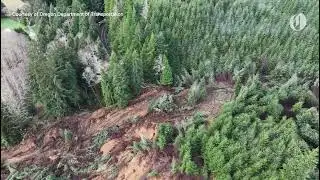 Portion of rural Oregon highway disappears under massive slide