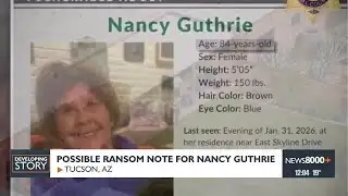 Possible ransom note in search for Nancy Guthrie