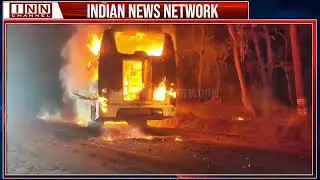 Private Sleeper Bus Catches Fire in Karnataka’s Shivamogga District, 10 Injured