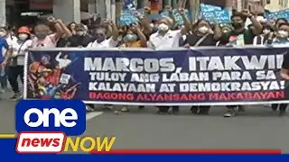 Progressive groups protest in Plaza Miranda during Marcos inauguration