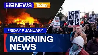 Protesters clash with officials in U.S.; Major boat fire | 9 News Australia