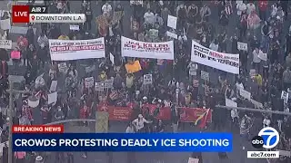 Protesters gather in DTLA for march against deadly ICE shooting in Minneapolis