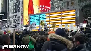 Protestors gather in Times Square after U.S. attack on Venezuela