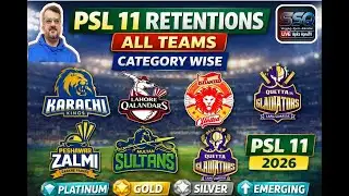 PSL 11 All Teams Retentions | Category Wise Retained Players | PSL 2026 Draft Update
