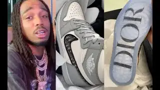 Quavo Unboxes Custom Air Jordan 1 Dior Edition