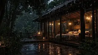 Quiet Rain in the Woods Beside a Warm Cabin | Relax Completely • Rest All Night
