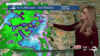 Rain and snow moves into Colorado on Sunday