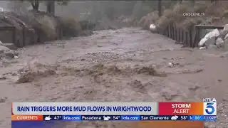 Rain triggers mud flows in Wrightwood