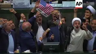 Raw: Iranian Lawmakers Burn Paper US Flag