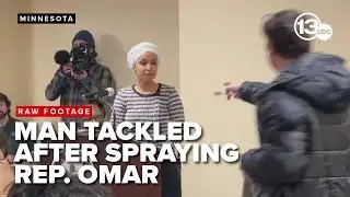 RAW: Man sprays Rep. Ilhan Omar with unknown substance during town hall