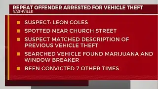 Repeat offender arrested for vehicle theft