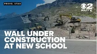 Retaining wall under construction after quickly weakening at new Provo elementary school