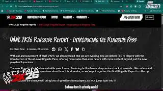 *Ringside Pass Explained Via Ringside Report* | WWE 2K26 LET