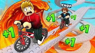ROBLOX CHOP AND I ESCAPED THE IMPOSSIBLE LAVA TSUNAMI ON A BIKE