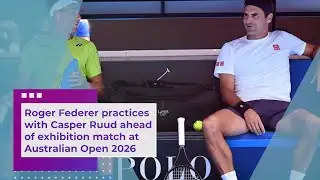 Roger Federer practices with Casper Ruud ahead of exhibition match at Australian Open 2026