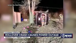 Rollover crash causes power outage in Garden City
