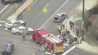 Rollover crash snarls traffic at Simms and Bowles