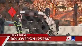 Rollover crash snarls traffic on I-195