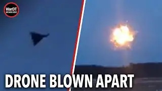 Russian HEAVY SUICIDE DRONE destroyed mid-air in massive explosion