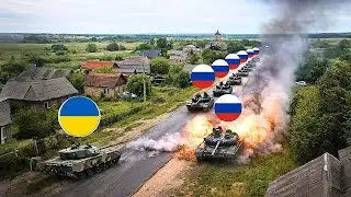 Russian T-90 Tanks Roll Toward the Front Line — Then This Happens