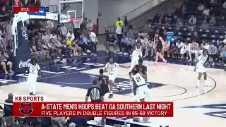 Ryan Pannone on the mic after Arkansas State beat Georgia Southern